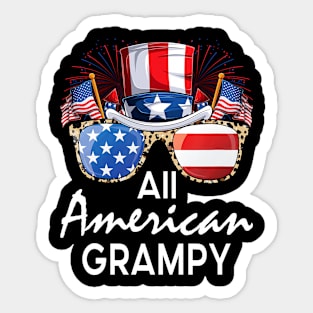 All American Grampy 4th of July USA America Flag Sunglasses Sticker